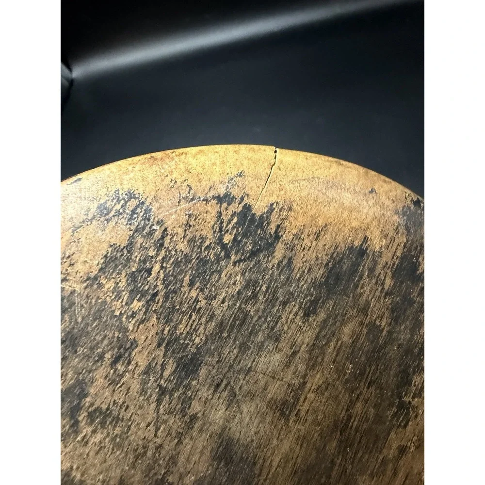 Vintage Hand Held Wooden Oval  Beveled Rustic Primitive Vanity Mirror